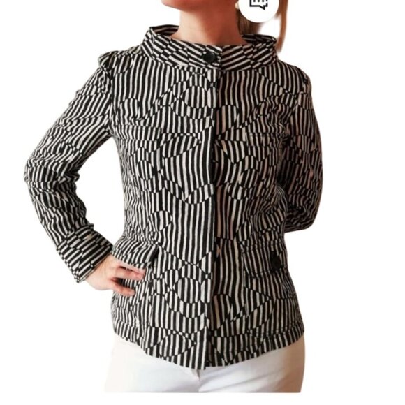 Max Mara Weekend Jacket Size 8 Black & White Geometric Print - Picture 2 of 14